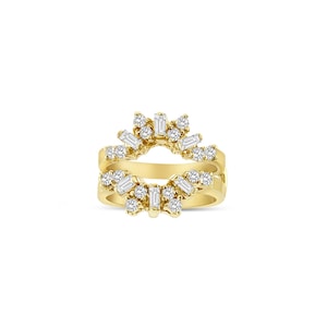 Baguette Diamond Ring Guard / 14k Yellow Gold Diamond Ring / Diamond Ring Enhancer / Diamond Ring Guard / Gift For Her / Statement Ring
