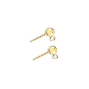 4MM Polished Open Ring Ball Earrings | 14k Yellow Gold | Gift Ideas | Cartilage Studs | Ball Post Studs | Gold Post with Jump Ring