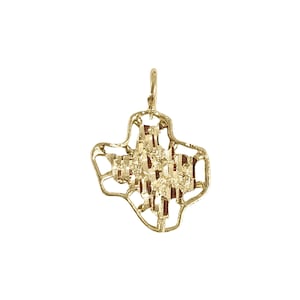 Texas Cutout Charm Anhänger mit Diamanten | 14k Gelbgold | Texas-Thema | Texas Starke Schmuck | Massivem Goldcharme