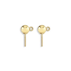 5MM Polished Open Ring Ball Screwback Earrings | 14k Yellow Gold | Gift Ideas | Cartilage Studs | Ball Post Studs | Gold Post with Jump Ring
