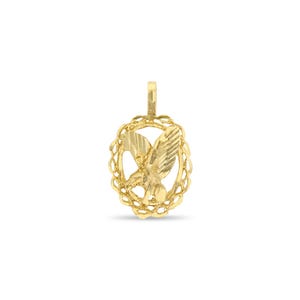 Eagle with Diamond Cuts in Oval Frame Pendant | 14k Yellow Gold | Gift for Her | Christmas Gift | Bird Theme Jewelry