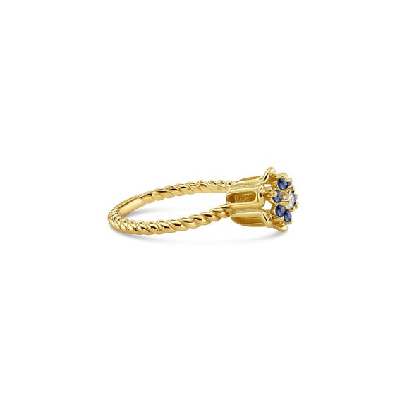 Sapphire Tulip Ring | 14k Yellow Gold | 1980s Vintage Tulip Ring | Stackable Ring | Birthday Gift | Gift for Her | Gift for Him View 3