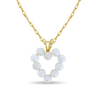 14k Yellow Gold Heart Pearl Necklace| Love Jewelry Gift | Pearl Necklace | Gift for Her | Holiday Gift | Love Theme