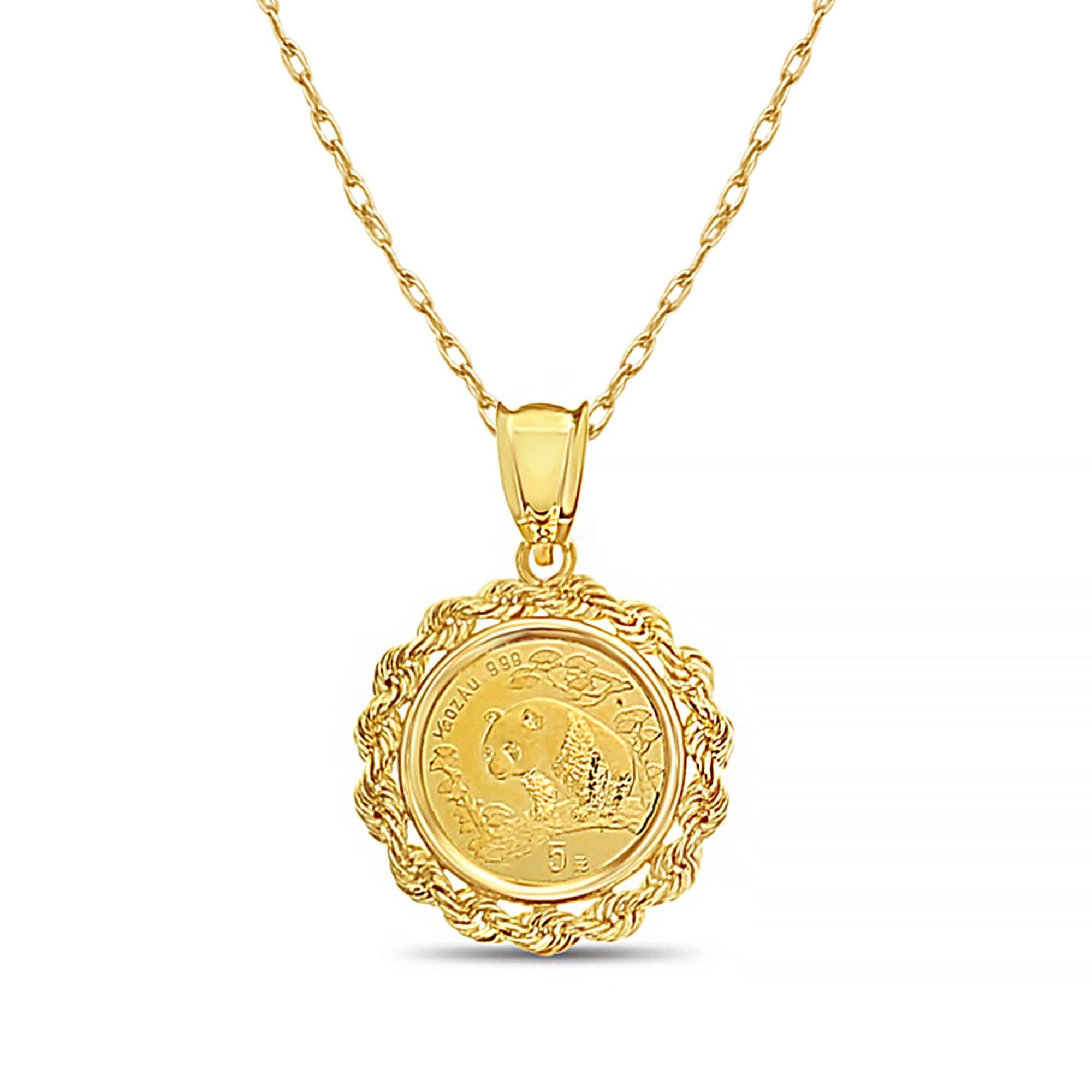 1/20oz Fine Gold Panda Coin Necklace With Rope Bezel - Etsy