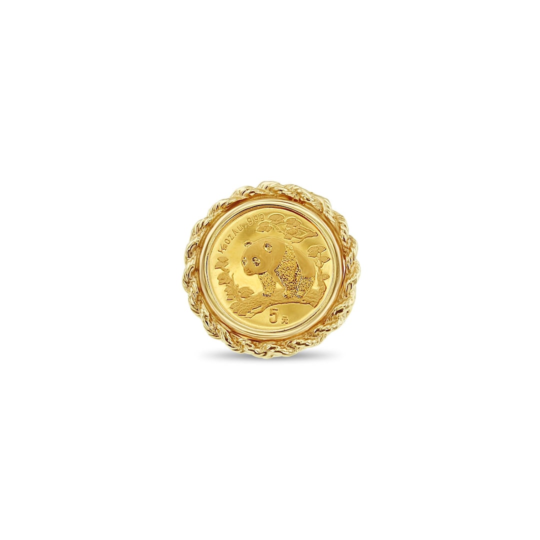 1/20oz Panda Coin Rope Bezel Ring | Gift for Her | Jewelry Gift