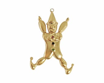 Clown Charm with Gemstone Accent | 14k Yellow Gold | Circus Jewelry | Mulit-Stone Pendant | Christmas Gift | Best Gift for Her Him