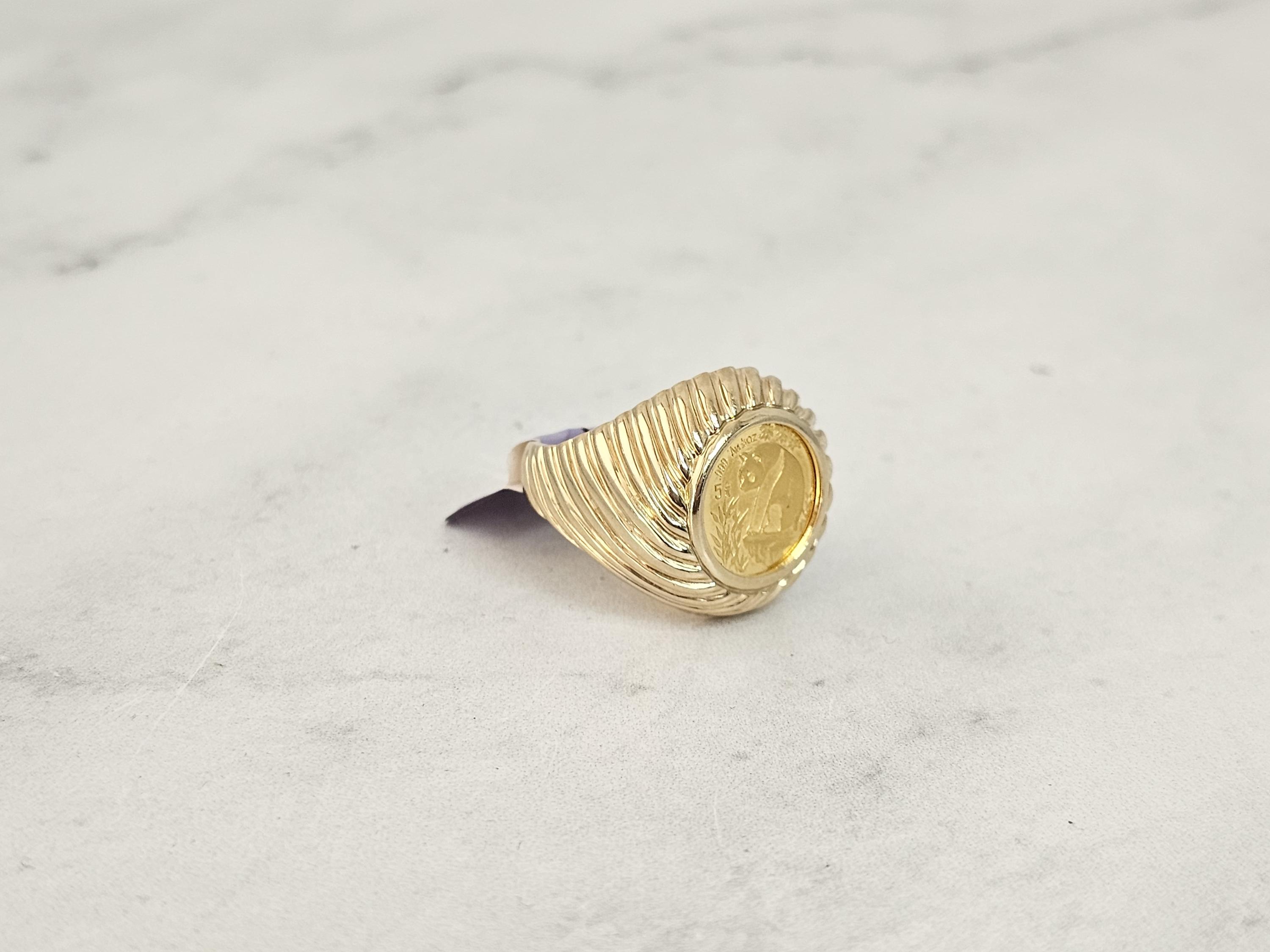 1993 1/20OZ Fine Gold Panda Coin Ring | Gift for Her or Him | Coin