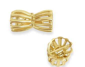 Hohl Fliege Verschluss | 14k Gelbgold | Perlenarmband Verschluss | Armband & Halskettenzubehör | Armband Verbinder | Ausgefallene Goldschließe