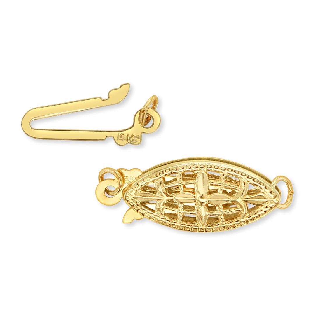 filigree oval fish hook GOMAKERER 2 Pcs Brass Pearl Necklace Clasp, 15mm Golden Filigree Clasp Horse Eye Jewelry Slide Clasps Bracelet Connectors for Necklace Bracelet Chain Jewelry Making 10 Silver Plated Brass Fish