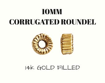 10 MM Gewellte Rondelle Perlen | 14k Gold gefüllt | Lose Perlen | Bastelperlen | Ausgefallene gewellte Perlen | Seltene Glasperlen | Spacer Perlen