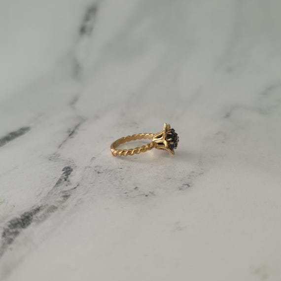 Medium Emerald or Ruby Tulip Ring 14k Yellow Gold… - image 6