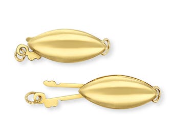 14k Gold Polished Pearl Clasp | Fish Hook Clasps | Pearl bracelet clasps | Vintage gold clasps | Marquise Gold clasps | 14k Yellow Gold