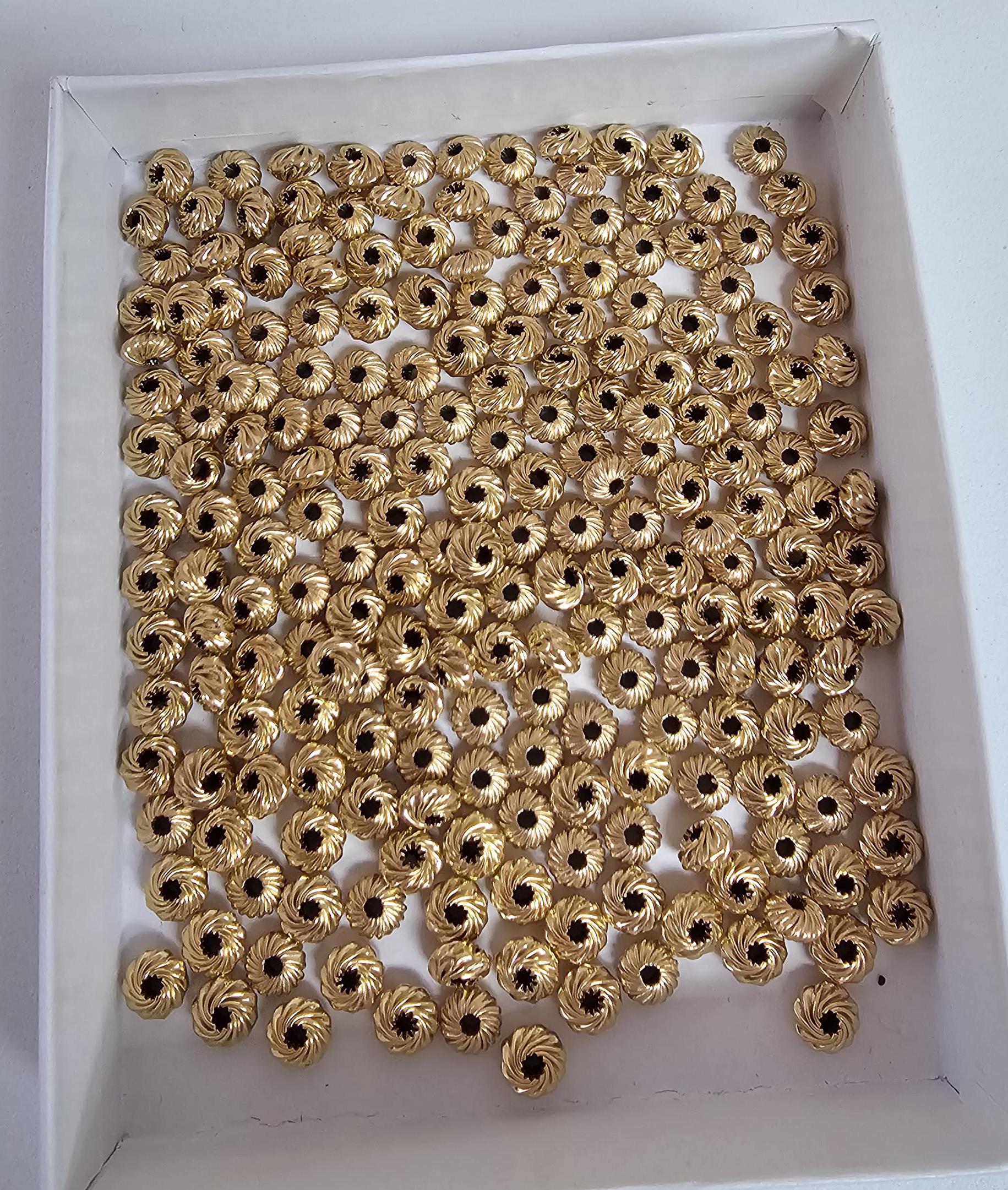 5MM Solid Gold Hollow 14k Yellow Gold Corrugated Saucer Beads | Jewelry Making Beads | Real Gold Beads | Vintage Beads | 14k Saucer Bead