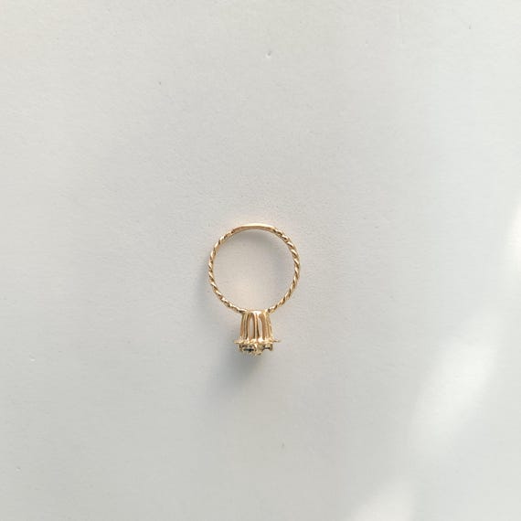 Sapphire Tulip Ring | 14k Yellow Gold | 1980s Vintage Tulip Ring | Stackable Ring | Birthday Gift | Gift for Her | Gift for Him View 5