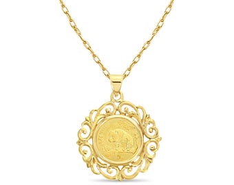 1997 Panda Münze 1/20OZ Goldkette mit 14k Gelbgold Lünette | Sammler Münzschmuck | Asiatische Münzschmuck | Solide Gold Münze Anhänger