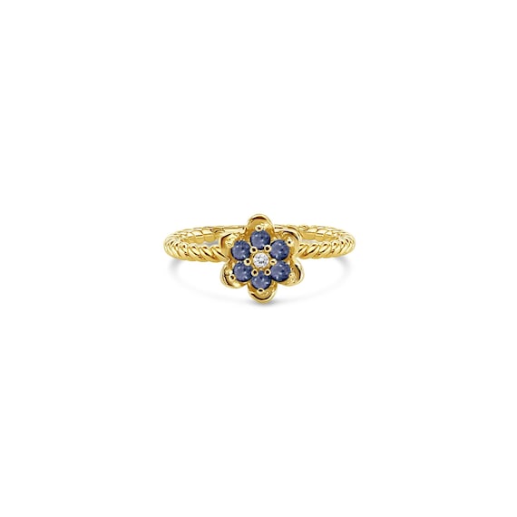 Sapphire Tulip Ring | 14k Yellow Gold | 1980s Vintage Tulip Ring | Stackable Ring | Birthday Gift | Gift for Her | Gift for Him