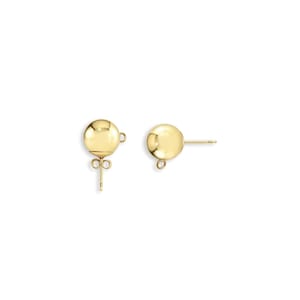 8MM Polished Open Ring Ball Earrings | 14k Yellow Gold | Gift for Her | Gift Ideas | Cartilage Studs | Ball Post Studs | Gold Post with Loop
