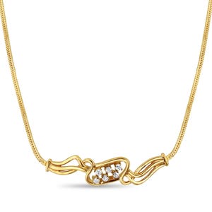Vintage Diamond Necklace with Flat Fox Chain | 14k Yellow Gold | Gift for Her | Gift Ideas | Holiday Gift | Christmas Gift