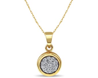 Half Carat Diamond Pave Circle Necklace | 14k Yellow Gold | Gift for Her | Diamond Necklace | Jewelry Gift | Pendant Necklace