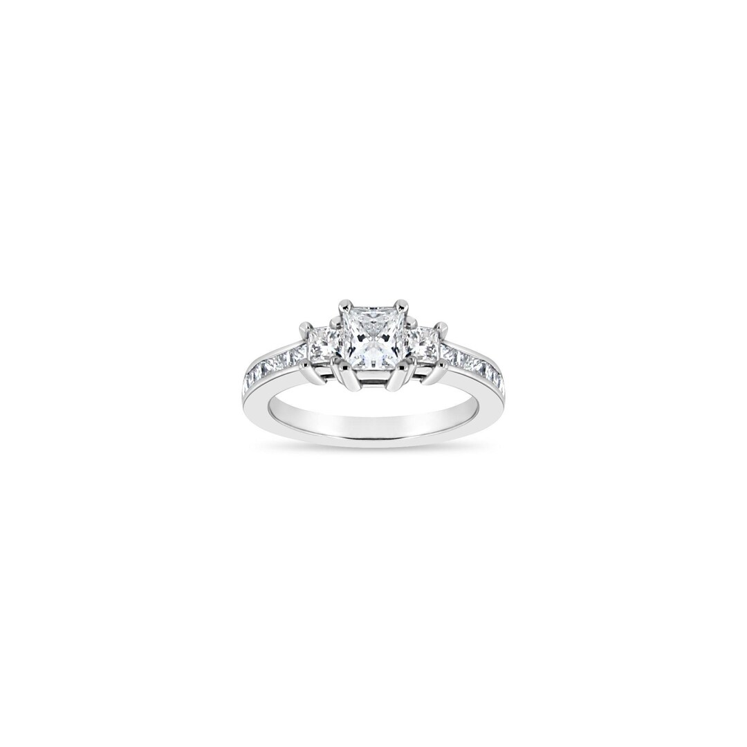 Princess Cut Three-stone Diamond Engagement Ring | 14k White Gold ...