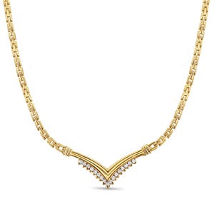 Diamond Chevron Necklace 14k Yellow Gold
