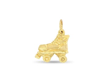 Roller Blade Charm | 14k Yellow Gold | Statement Necklace | Gift for Her | Christmas Gift | Charm Bracelet | Hobby Pendant