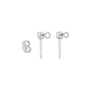 Aretes de bola con aro abierto pulido de 3 mm, 4 mm y 5 mm / Oro blanco de 14 k / Regalo para ella / Ideas de regalo / Aretes para uso diario / Aretes para cartílago