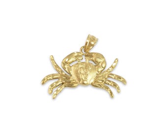 Crab With Diamond Cuts Charm | 14k Yellow Gold | Ocean Life Charms | Charm for Bracelet | Gold Pendants | gift idea | Holiday Christmas Gift