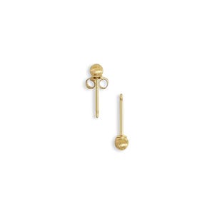 3MM 14k Yellow Gold Brushed Satin Ball Studs  | Gift for her | Studs for Earlobe | Studs for Cartilage | Seamless Ball Studs