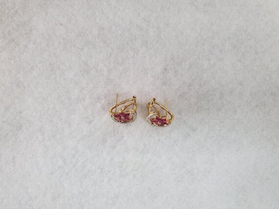 Star & Crescent Moon Ruby Diamond Earrings 1.14ct… - image 5
