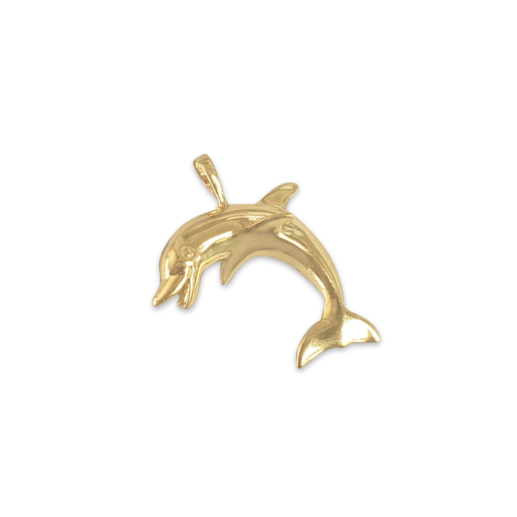 Polished Dolphin Charm Pendant | 14k Yellow Gold | Sea life Jewelry | Ocean Charms | Mammal Pendants | Gift for Her | Gift Ideas