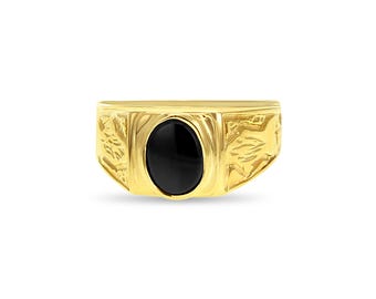 Oval Onyx Signet Ring | 14k Yellow Gold | Gift for Him | Signet Ring | Statement Ring | Gift for Fathers Day | Pinky or Thumb Ring