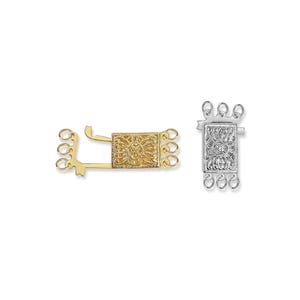 Flertrådigt fyrkantigt filigranlås | 14k gult guld eller 14k vitt guld | Armband och halsbandstillbehör | Vintage pärllås