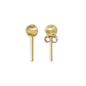 4MM 14k Yellow Gold Brushed Satin Ball Earrings  | Gift for her | Studs for Earlobe | Studs for Cartilage | Seamless Ball Studs