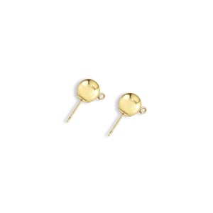 7MM Polished Open Ring Ball Earrings | 14k Yellow Gold | Gift Ideas | Cartilage Studs | Ball Post Studs | Gold Post with Jump Ring