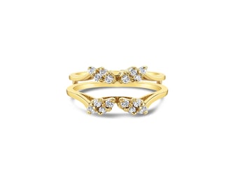 Diamond Ring Guard & Enhancer / 14k Yellow Gold Diamond Ring / Gift For Her / Statement Ring / Vintage Rings / Diamond Ring Wrap