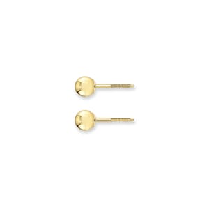 4MM 14k Yellow Gold Polished Ball Studs | Screwback | Gift for her | Studs for Earlobe | Classic Ball Earrings | Seamless Ball Studs