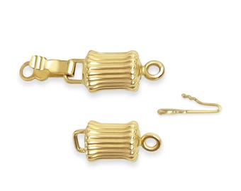 Tube Form 14k Gold gewellt Verschluss | Perlenarmband Verschluss | Armband & Halskettenzubehör | Armband Verbinder | 14k Gelbgold