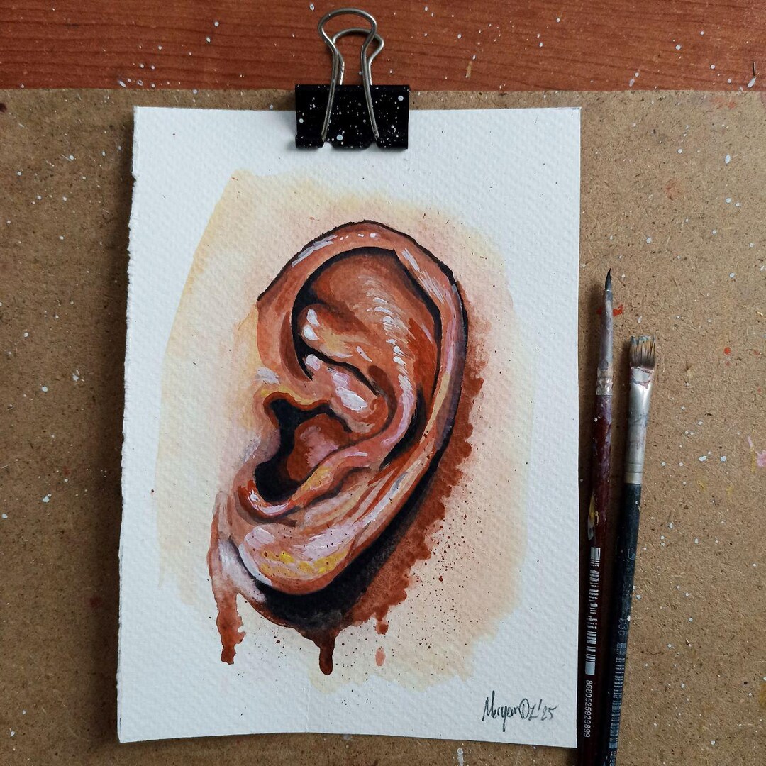 Ear Painting Original Art Ear Anatomy Art Gothic Painting Dark Academia ...