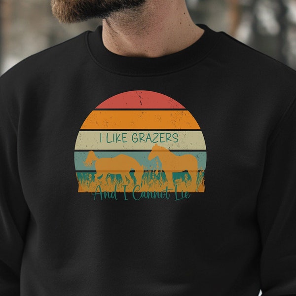 Horse Saying Sweatshirt, Heavy Duty Clothing, Loose Fit Pullover, Warm Cotton Attire, Unisex Long Sleeve Apparel