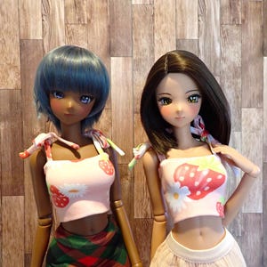 Smart doll Classic Tie strap top pink strawberries and flowers