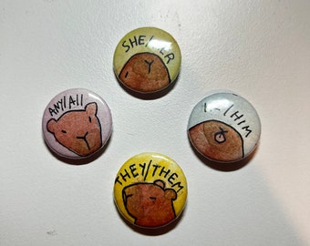 Capybara Pronoun Pins