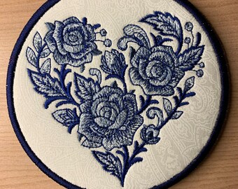 Delft Blue Rose Heart Coaster