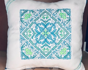 Bohemian Flourish Embroidered Pillow