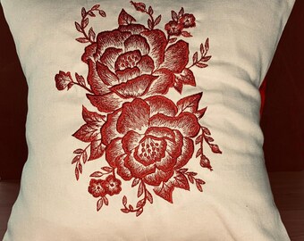 Elegance in Bloom Embroidered Throw Pillow