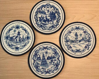 Delft Blue Christmas Coasters