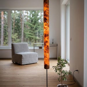 Golden Mara – Handmade Wooden Floor Lamp 175 cm, Modern Organic / Mid Century Tall Lamp, Warm Light for Living Room, Office or Bedroom image 18