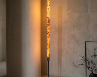 Serene Slim Light - The World's Slimmest Wooden Floor Lamp - Mid Century Modern / Modern Organic - Warm Light for Living Room, Bedroom.