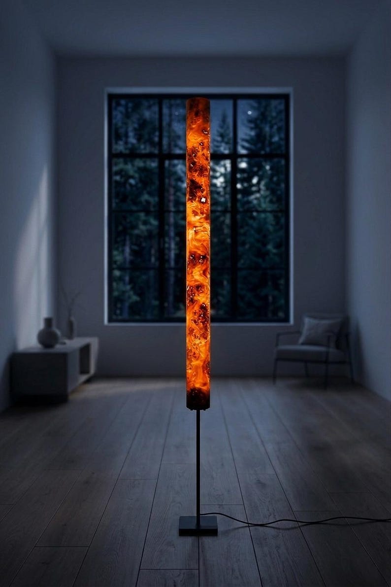 Golden Mara – Handmade Wooden Floor Lamp 175 cm, Modern Organic / Mid Century Tall Lamp, Warm Light for Living Room, Office or Bedroom image 16