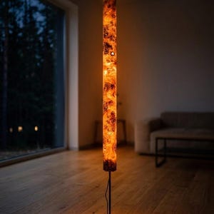 Golden Mara – Handmade Wooden Floor Lamp 175 cm, Modern Organic / Mid Century Tall Lamp, Warm Light for Living Room, Office or Bedroom image 4